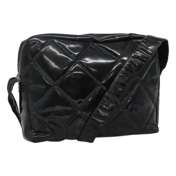 CHANEL Matelasse Shoulder Bag Patent leather Black Gold CC - Picture 1 of 16